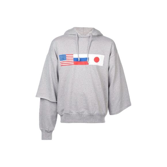 Gosha Rubchinskiy Multi Flag Asymmetric Hoodie - Picture 1 of 6